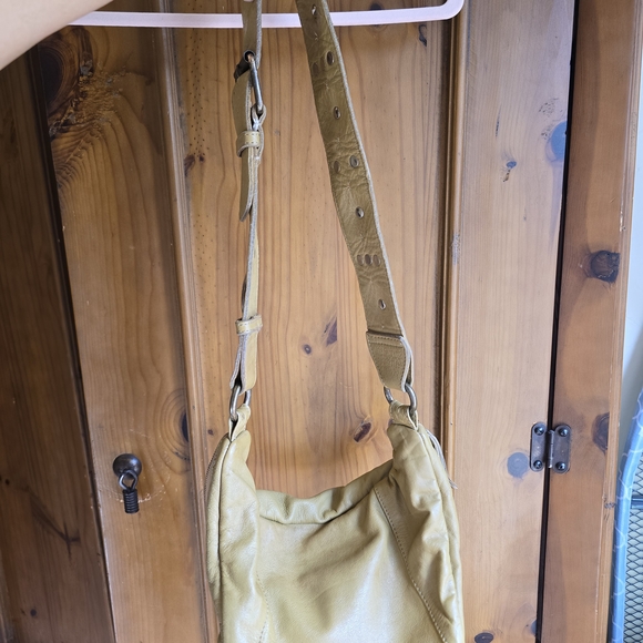 Free People Olive Leather Shoulder Bag with Silver Accents - Picture 7 of 9